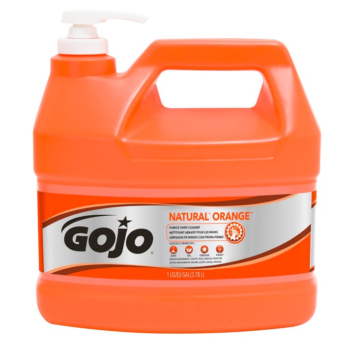 Gojo Heavy Duty Natural Orange Pumice Hand Cleaner with Baby Oil, Citrus Scent, 1 Gallon