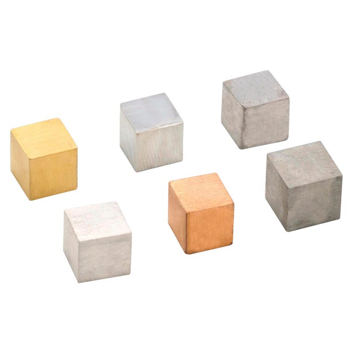 Eisco Labs Density Cubes, 2/5 Inch Sides, Assorted Metals, Set of 6