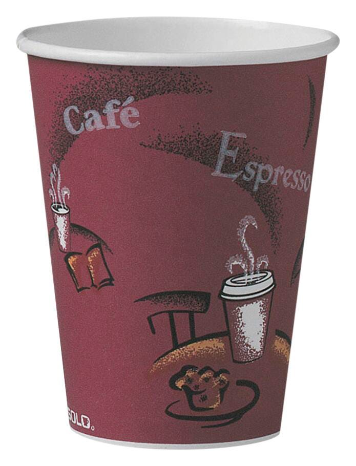 Solo Single Sided Paper Hot Cup, 12 Ounces, Maroon, Pack of 300, Item Number 1378522