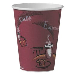 Solo Single Sided Paper Hot Cup, 12 Ounces, Maroon, Pack of 300, Item Number 1378522