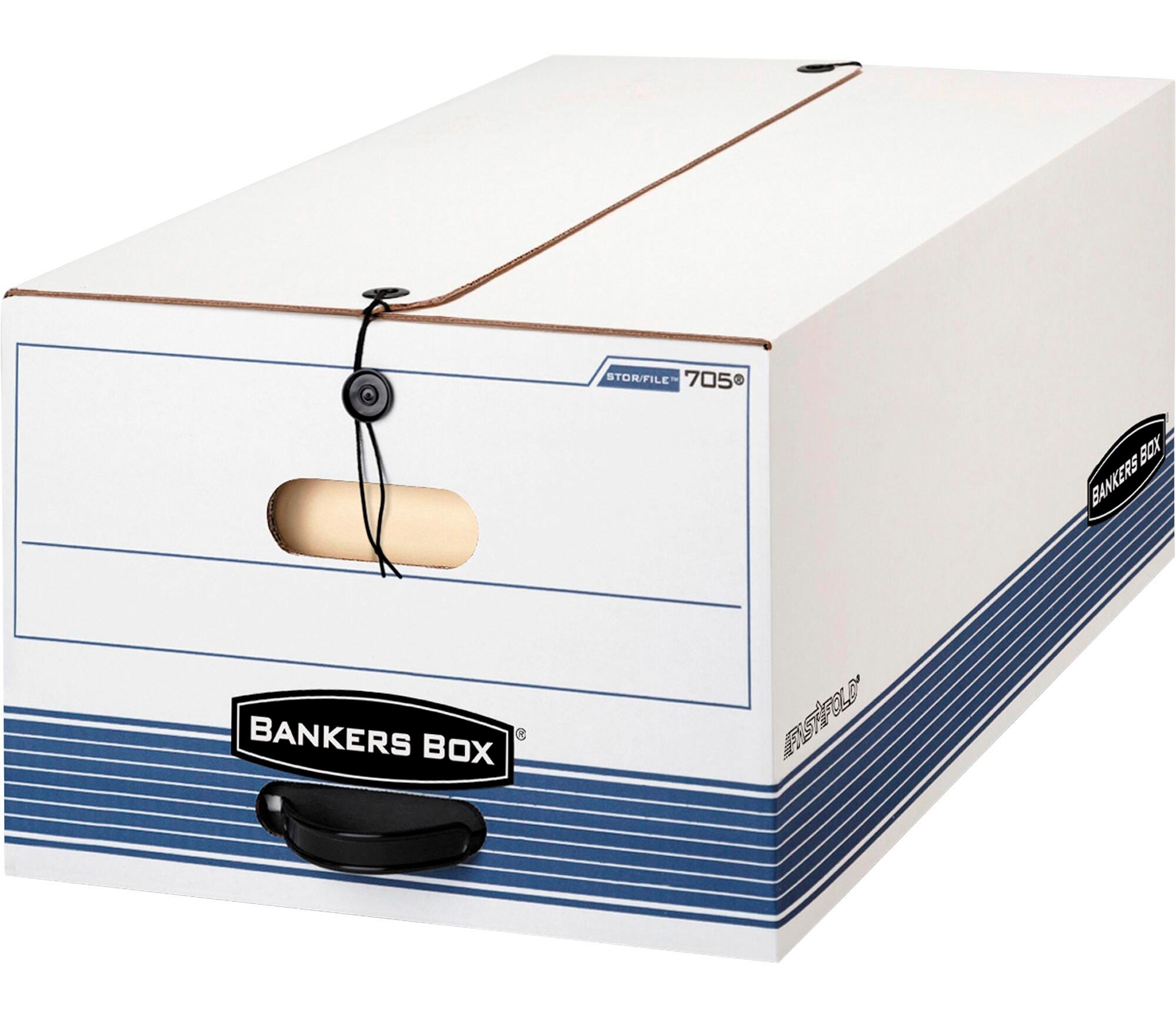 Bankers Box Liberty Plus File Storage Box, Legal Size, 10 x 12 x 24 Inches, White/Blue, Pack of 12, Item Number 1351380