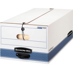 Bankers Box Liberty Plus File Storage Box, Legal Size, 10 x 12 x 24 Inches, White/Blue, Pack of 12, Item Number 1351380