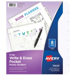 Avery Write & Erase Dividers, 8 Tab, White