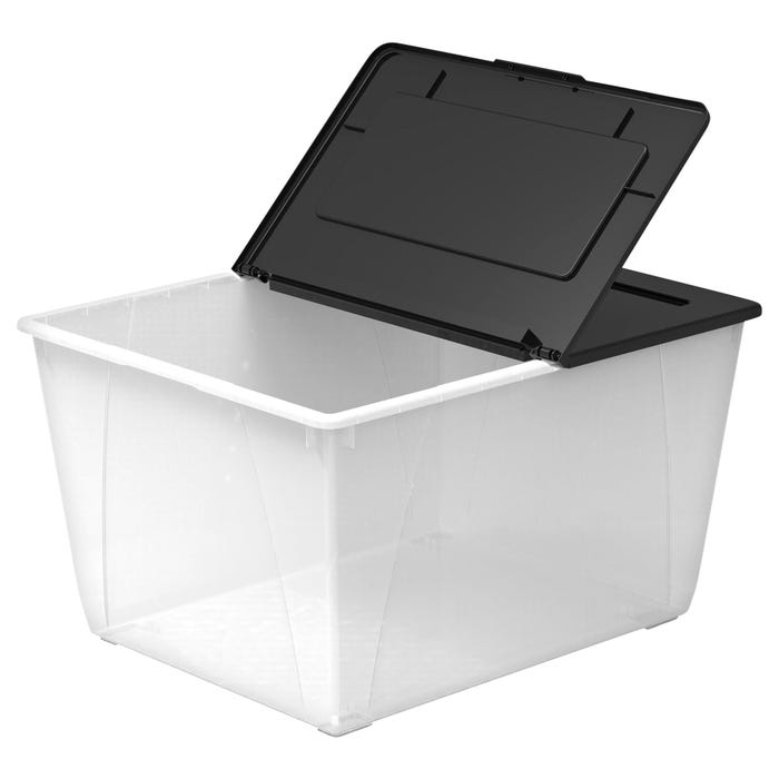 Storex Storage Bin 16 Gallon, Clear with Black Lid