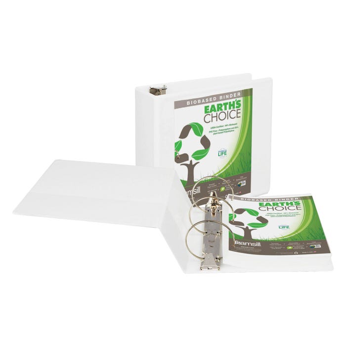 Samsill Earth's Choice Eco-Friendly View Binder, 5 Inch Round Ring, White