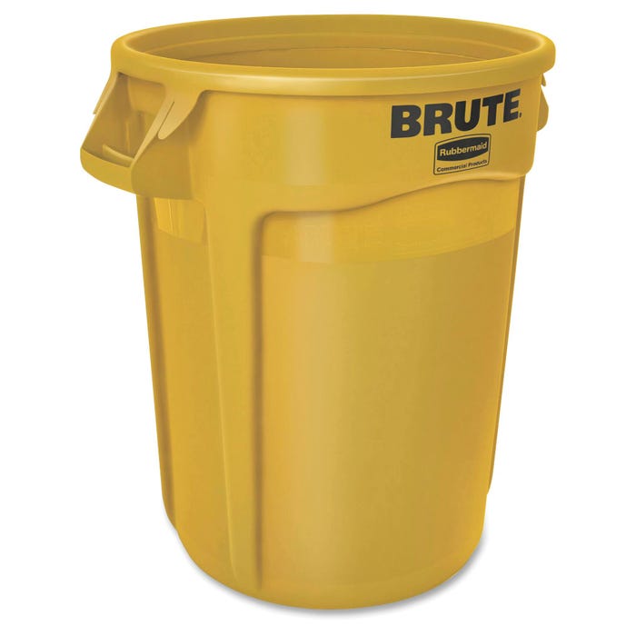 Rubbermaid Brute Round Container, 32 Gallon, Yellow