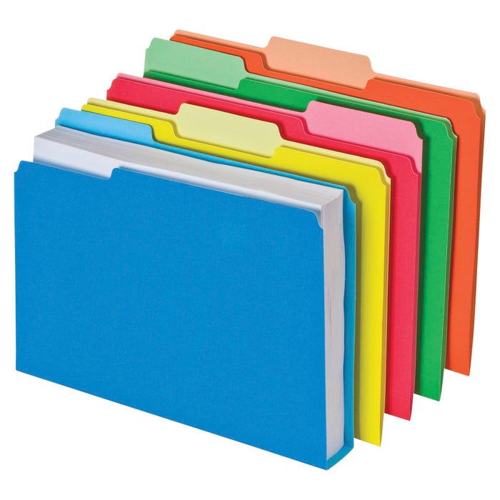 Pendaflex Double Stuff File Folder, Letter Size, 1/3 Cut Tabs, Assorted Colors, Pack of 50