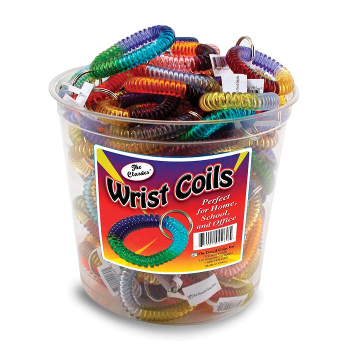 The Pencil Grip Inc Wrist Coil Keychain, Tri-Color