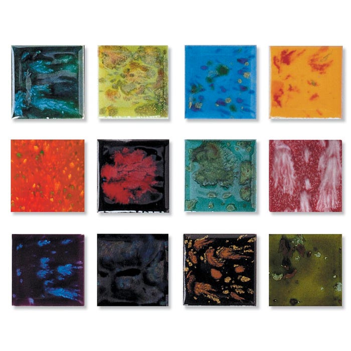 Sax True Flow Colorburst Glazes, 4 Ounces, Assorted Colors, Set of 12