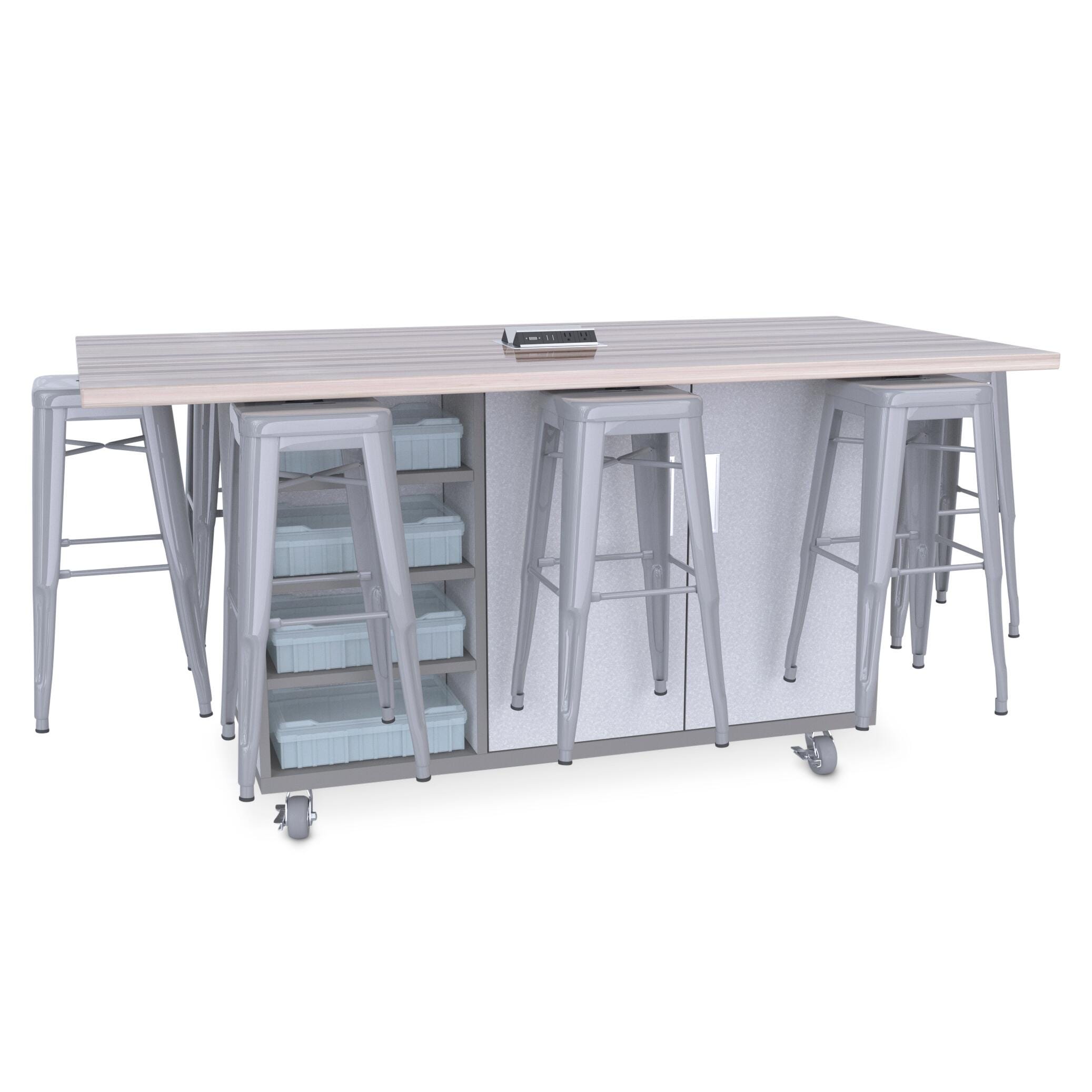 Ed8 Table - 42 in. High Table with 30 in. High Stool - Silver
