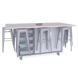 Ed8 Table - 42 in. High Table with 30 in. High Stool - Silver