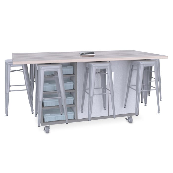 Ed8 Table - 42 in. High Table with 30 in. High Stool - Silver