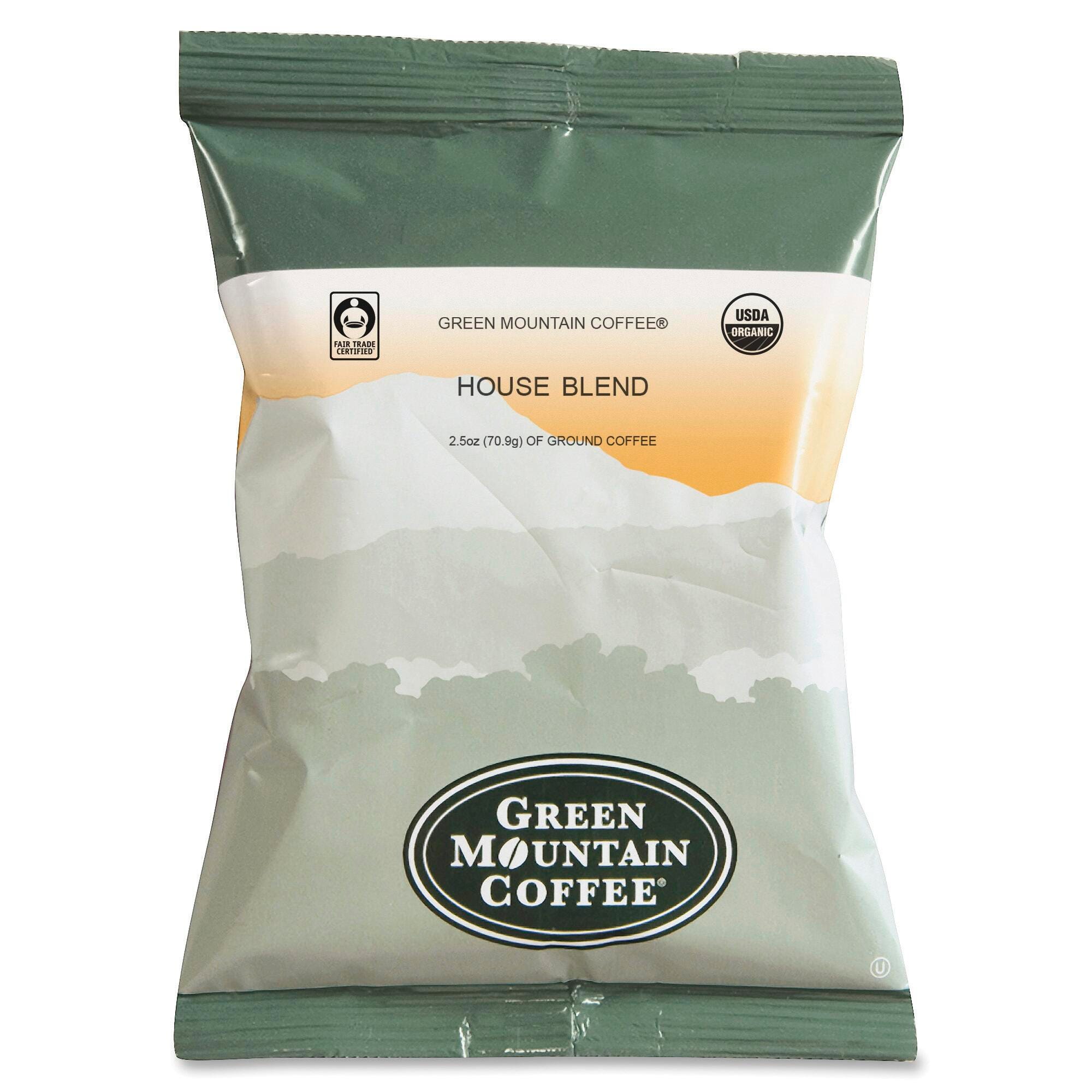 Green Mountain Organic House Blend Coffee, 2.5 lb, 50 Per Carton, Item Number 1537729