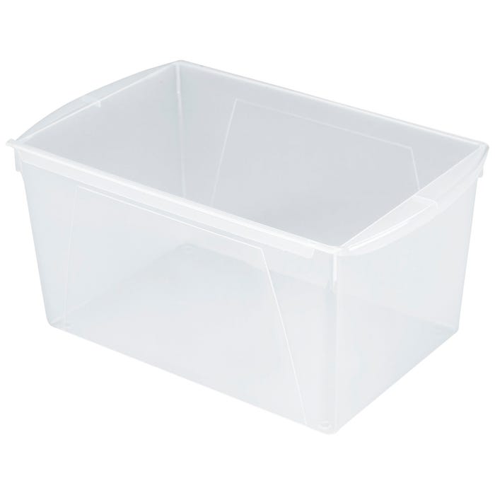 Storex Interlocking Book Bin, Double Wide, 14-1/2 x 9-1/5 x 7 Inches, Translucent