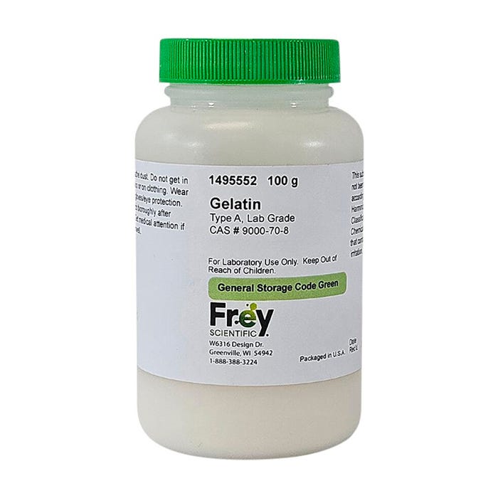 Frey Scientific Gelatin, Type A, Lab Grade, 100 Grams