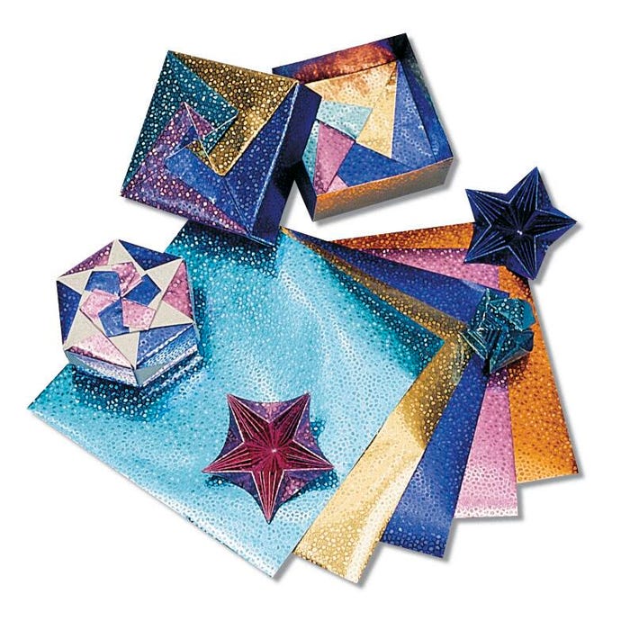 Hygloss Folders Fantasy Foil Embossed Origami Paper, 6 x 6 Inches, Assorted Colors, 100 Sheets