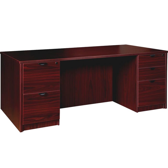 Lorell Prominence Laminate Desk, Full Double Pedestal, 72 x 36 x 29 Inches, Mahogany
