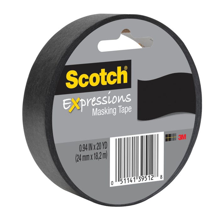 Scotch Expressions Masking Tape, 0.94 Inch x 20 Yards, Black