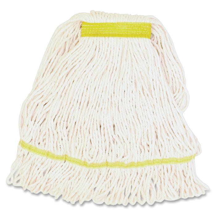 Genuine Joe Synthetic Blend Narrow Band Small Mophead, White, Pack of 12