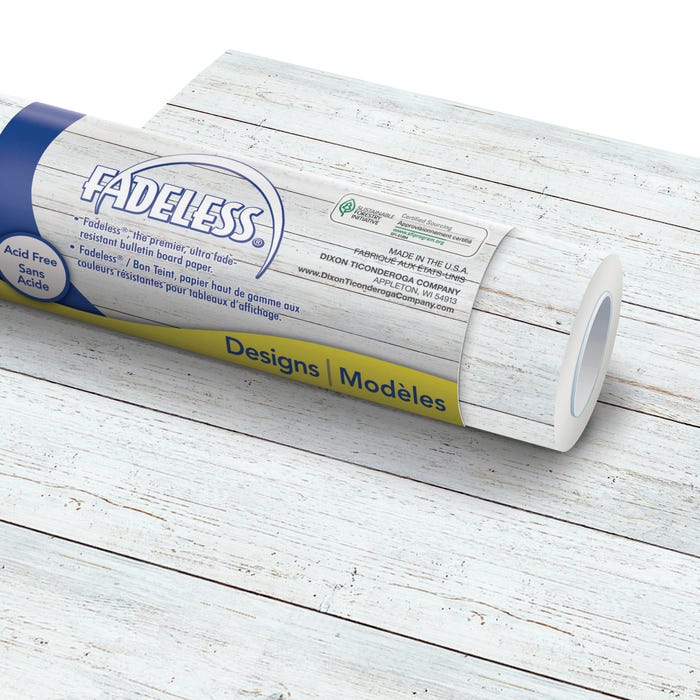 Fadeless Designs Paper Roll, White Shiplap, 48 Inches x 12 Feet