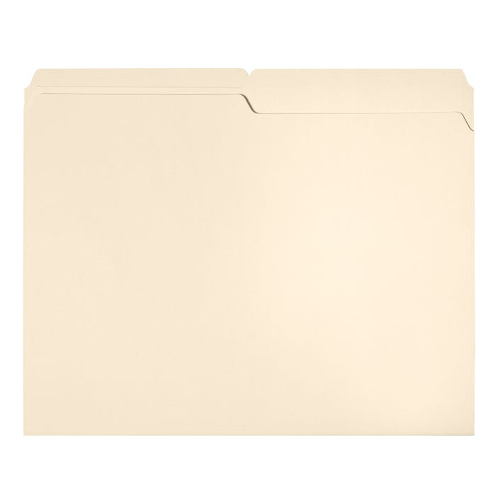 School Smart Manila File Folders, Letter Size, 1/2 Cut Tabs, Pack of 100