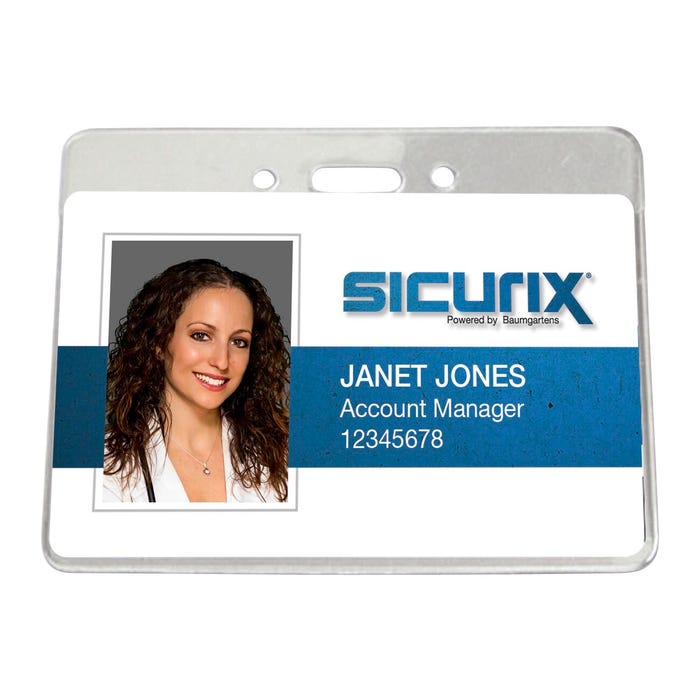 Sicurix Horizontal Badge Holder, 3-7/8 x 2-5/8 Inches, Vinyl, Pack of 50