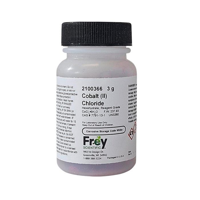 Frey Scientific Cobalt (II) Chloride, Hexahydrate, Reagent Grade, 3 Grams