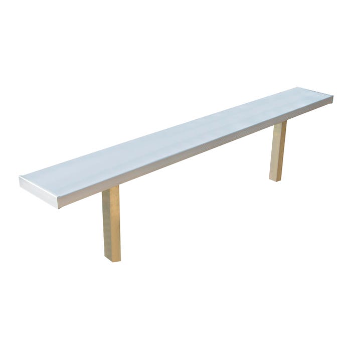 National Recreation Systems Aluminum Permanent Bench, Square Tube and Angle Leg, In-ground Mount, 6 Feet