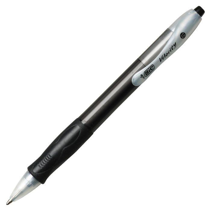 BIC Velocity Retractable Ballpoint Pens, 1.0mm, Medium Point, Black, Pack of 12
