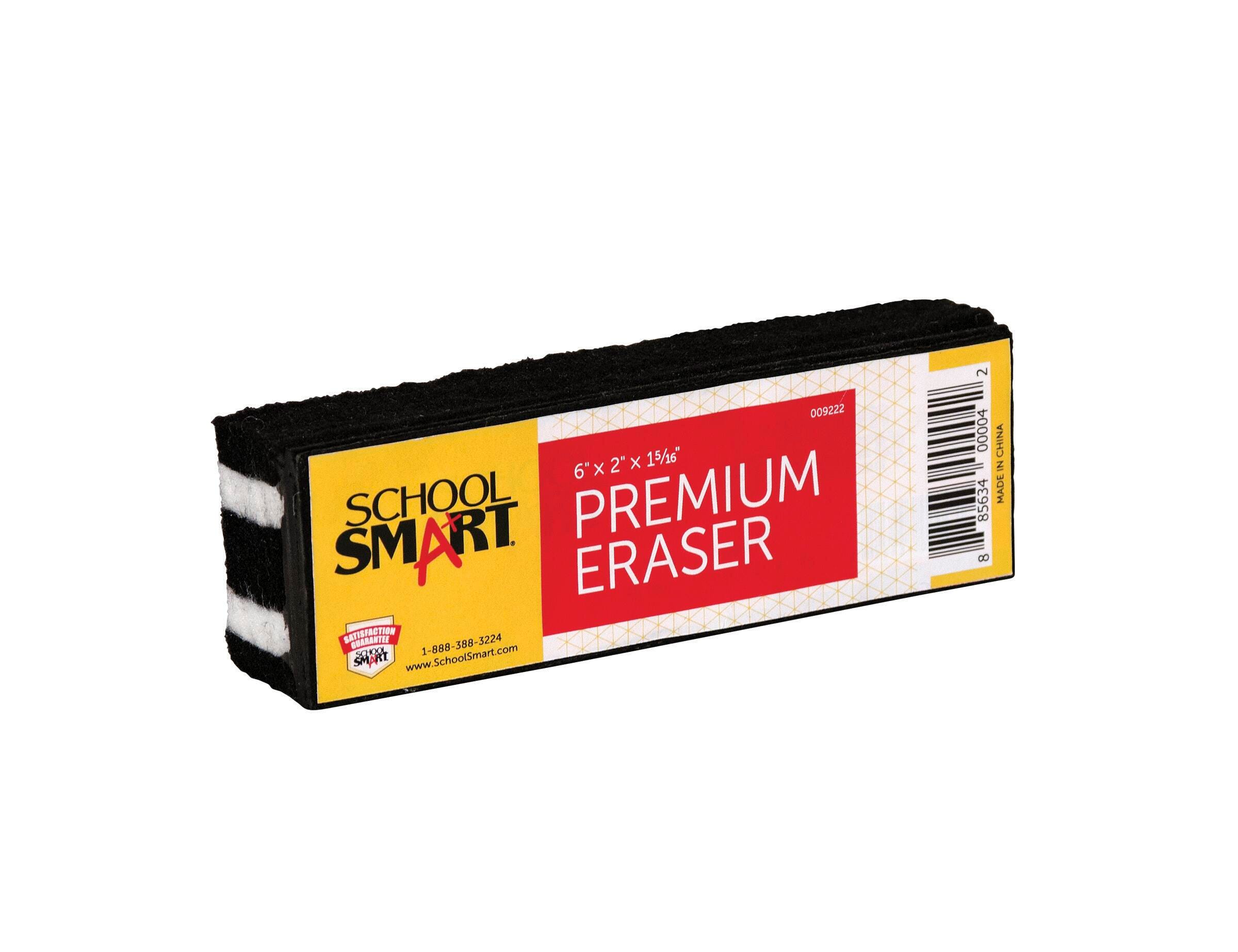School Smart Premium Chalkboard Eraser, 6 x 2 x 1-5/16 Inches, Felt, Black/White 009222