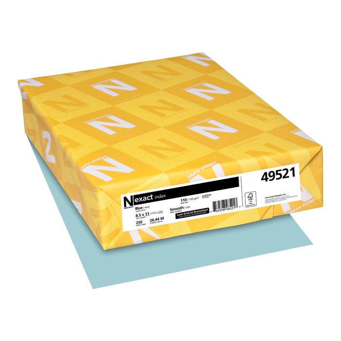 Neenah Paper Exact Index Colored Cardstock, 8-1/2 x 11 Inches, 110 lb, Blue, 250 Sheets