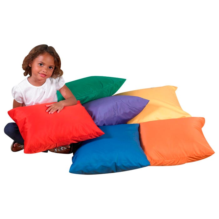 Children's Factory Pillow Set, 17 x 17 x 6 Inches, Polyester Cover, Primary Color, Set of 6