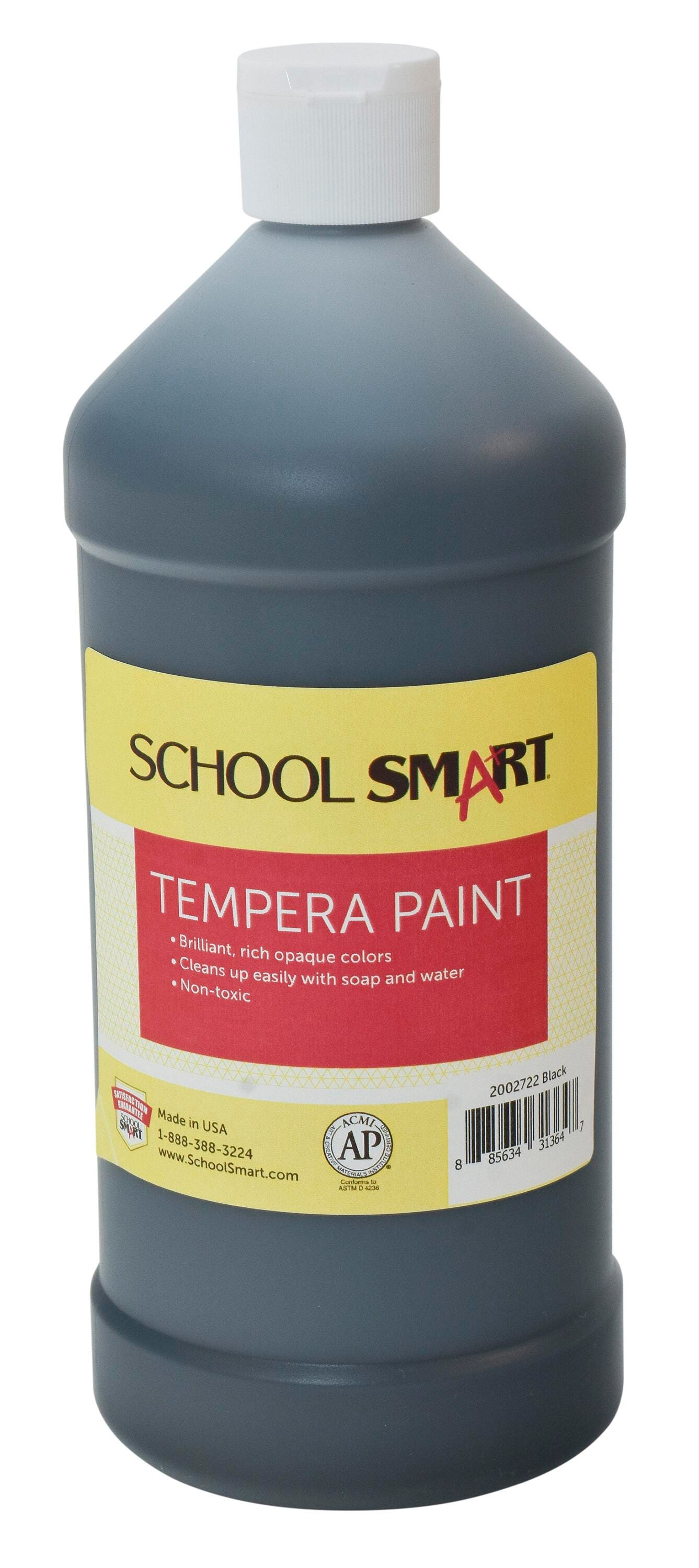 School Smart Tempera Paint, Black, 1 Quart Bottle Item Number 2002722