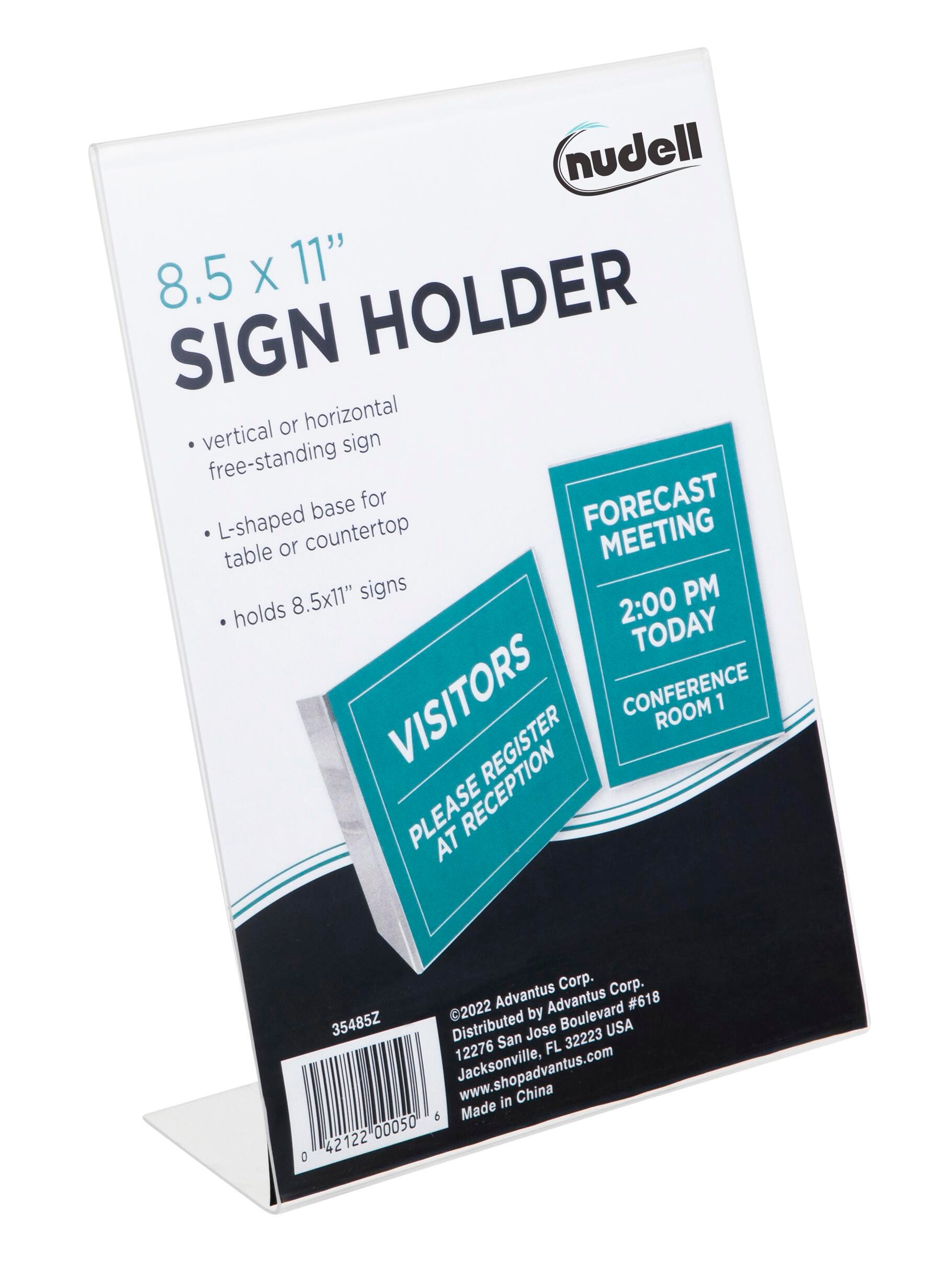 Nudell Sign Holder, L-Shape Style, 8.5 x 11 Inches, Each 2133344