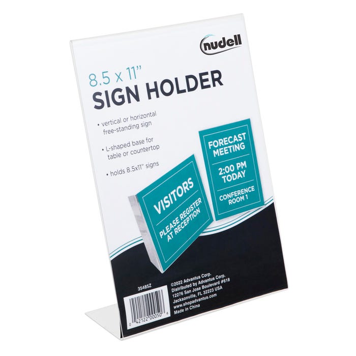 Nu-Dell Sign Holder, L-Shape Style, 8.5 x 11 Inches, Each