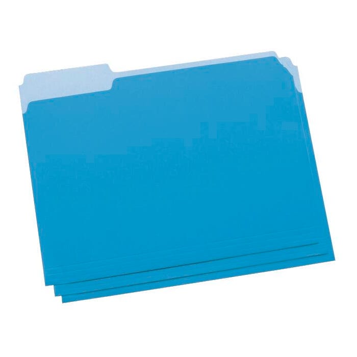 School Smart Colored File Folders Two-Tone, Letter Size, 1/3 Cut Tabs, Blue, Pack of 100