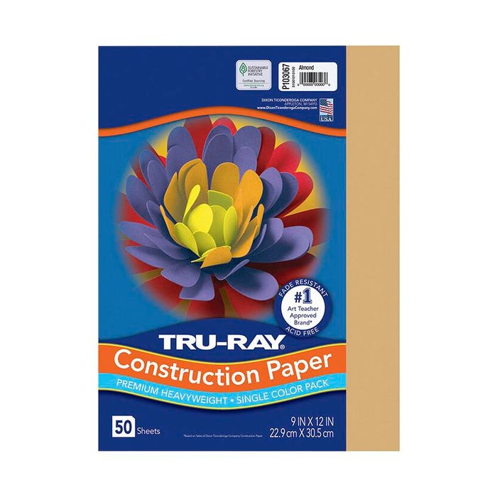 Tru-Ray Construction Paper, Almond, 9 x 12 Inches, 50 Sheets
