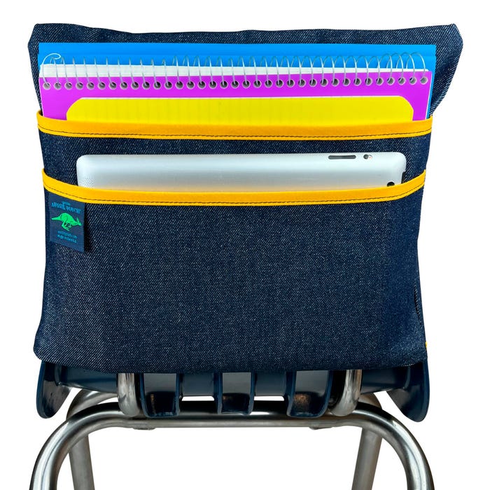 Aussie Pouch Chair Pocket with Double Pocket Design, Large, 17 Inches, Yellow Trim
