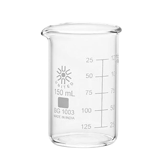 United Scientific Heavy Duty Low Form Beakers, Borosilicate Glass, 150 Milliliters, Pack of 12