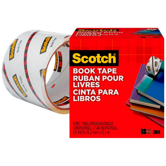 Scotch 845 Book Tape, 3 Inches x 15 Yards, 3 Inch Core, Crystal Clear