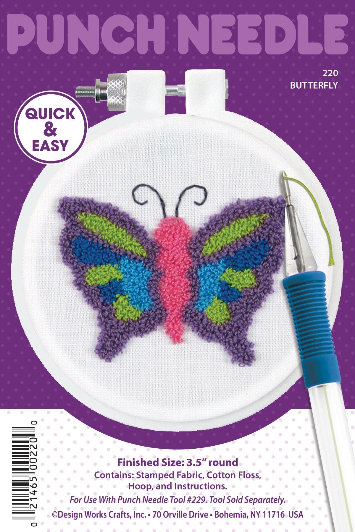 Design Works Crafts Punch Needle Embroidery Kit, Butterfly