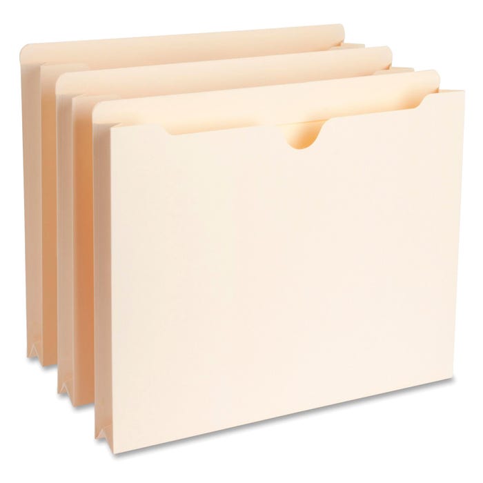 Business Source File Jacket, Letter Size, Straight Cut, Manila, 1-1/2 Inch Expansion, Pack of 50