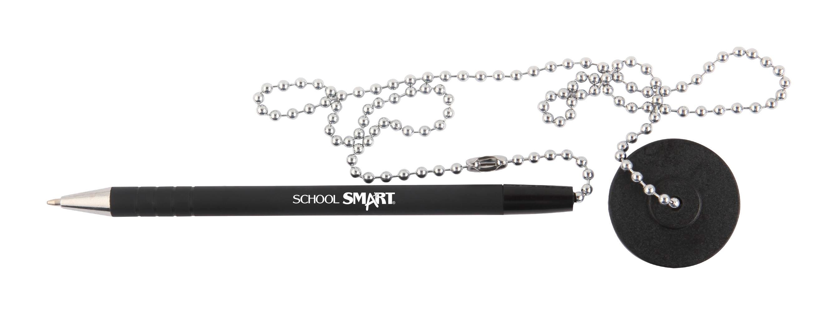 School Smart Counter Pen with Chain, Medium Tip, Black Ink/Barrel 1599838