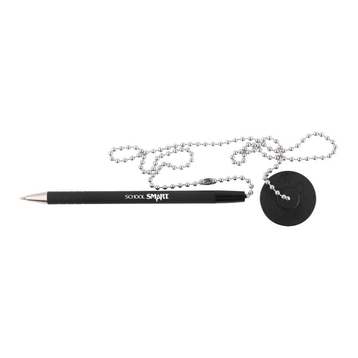 School Smart Counter Pen with Chain, Medium Tip, Black Ink/Barrel