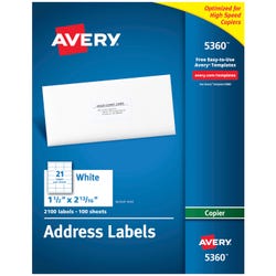 Image for Avery Copier Address Labels, 1-1/2 x 2-13/16 Inches, Pack of 2100 from School Specialty