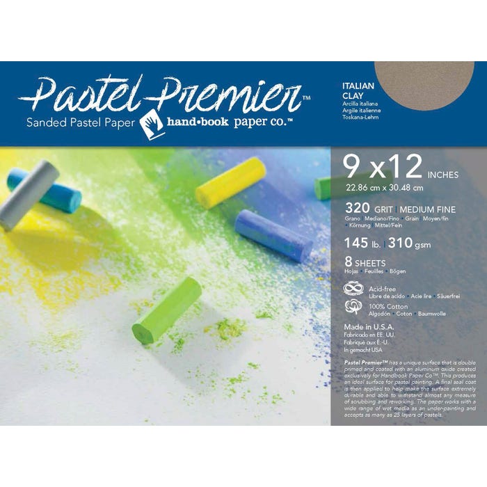 Pastel Premier Sanded Pastel Paper, 9 x 12 Inches, Medium Grit, Italian Clay, 145 lb, 8 Sheets