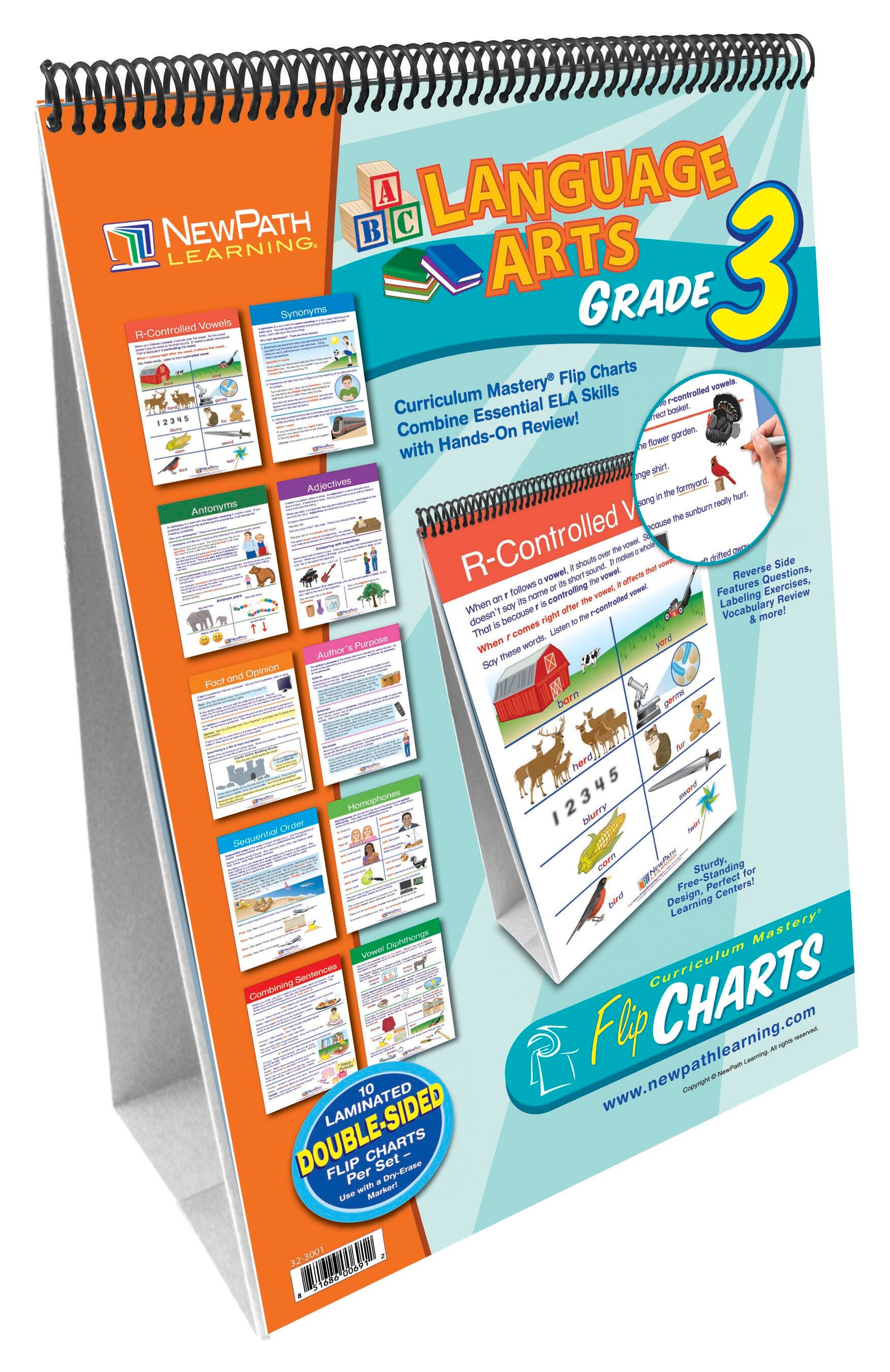 NewPath Learning Language Arts Write-On/Wipe-Off Flip Chart Set, Grade 3 1539603
