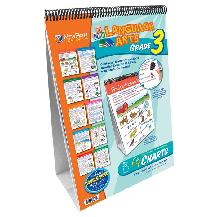 NewPath Learning Language Arts Write-On/Wipe-Off Flip Chart Set, Grade 3