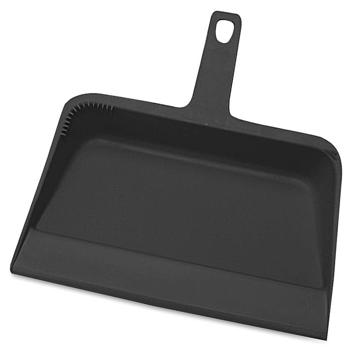 Genuine Joe Heavy-Duty Plastic Dust Pan, 12 Inches, Black, Pack of 12