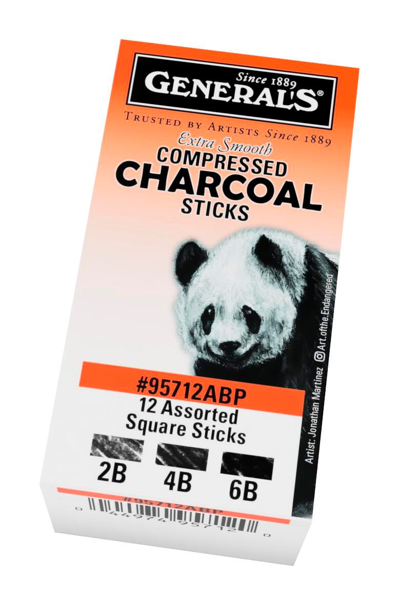Image for General's Compressed Charcoal Sticks, Assorted Hardness, Black, Set of 12 from School Specialty